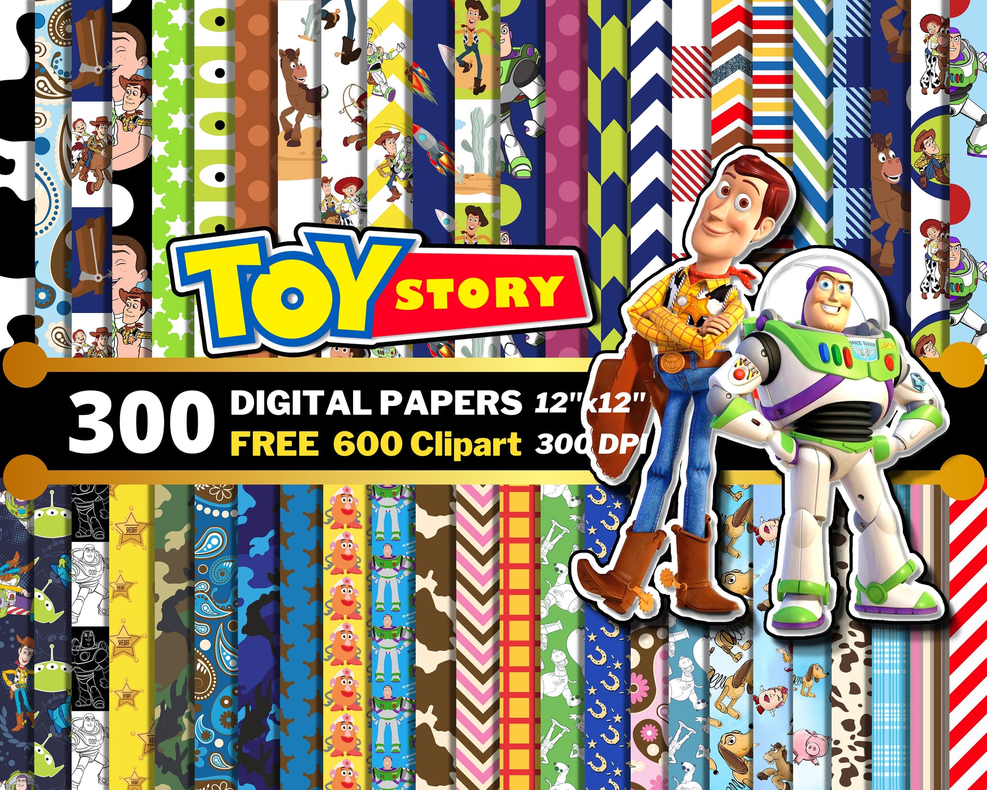 Toy Story Digital Papers PNG Bundle