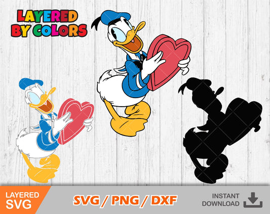 Donald Duck Valentine's Day clipart SVG Bundle