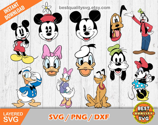 Classic Mickey and friends clipart set SVG Bundle