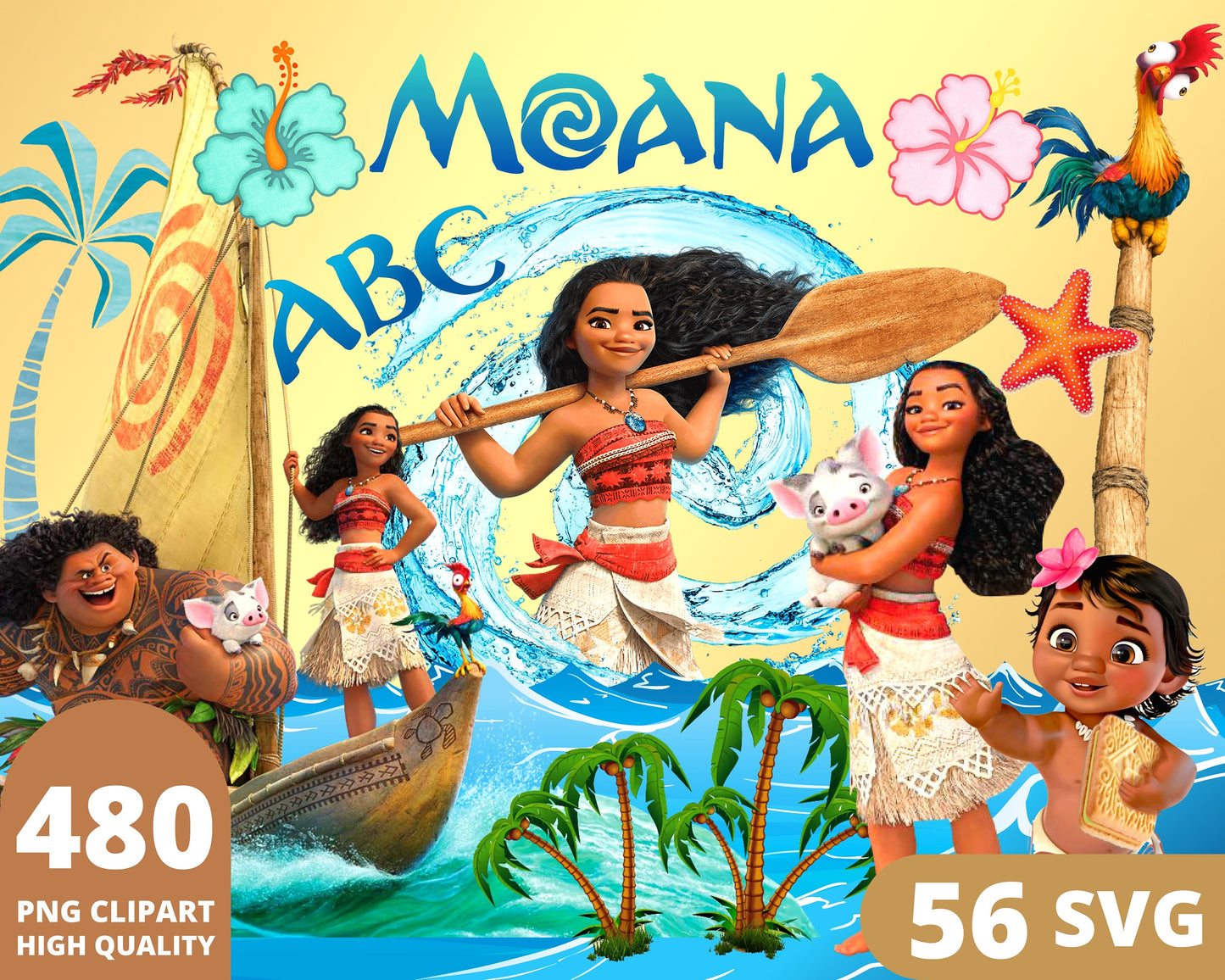 Disney Moana Clipart SVG, PNG bundle