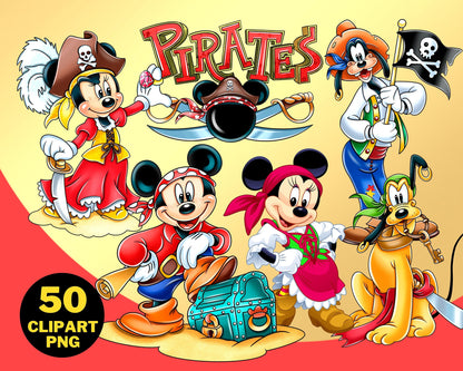 Mickey Pirates Clipart PNG bundle