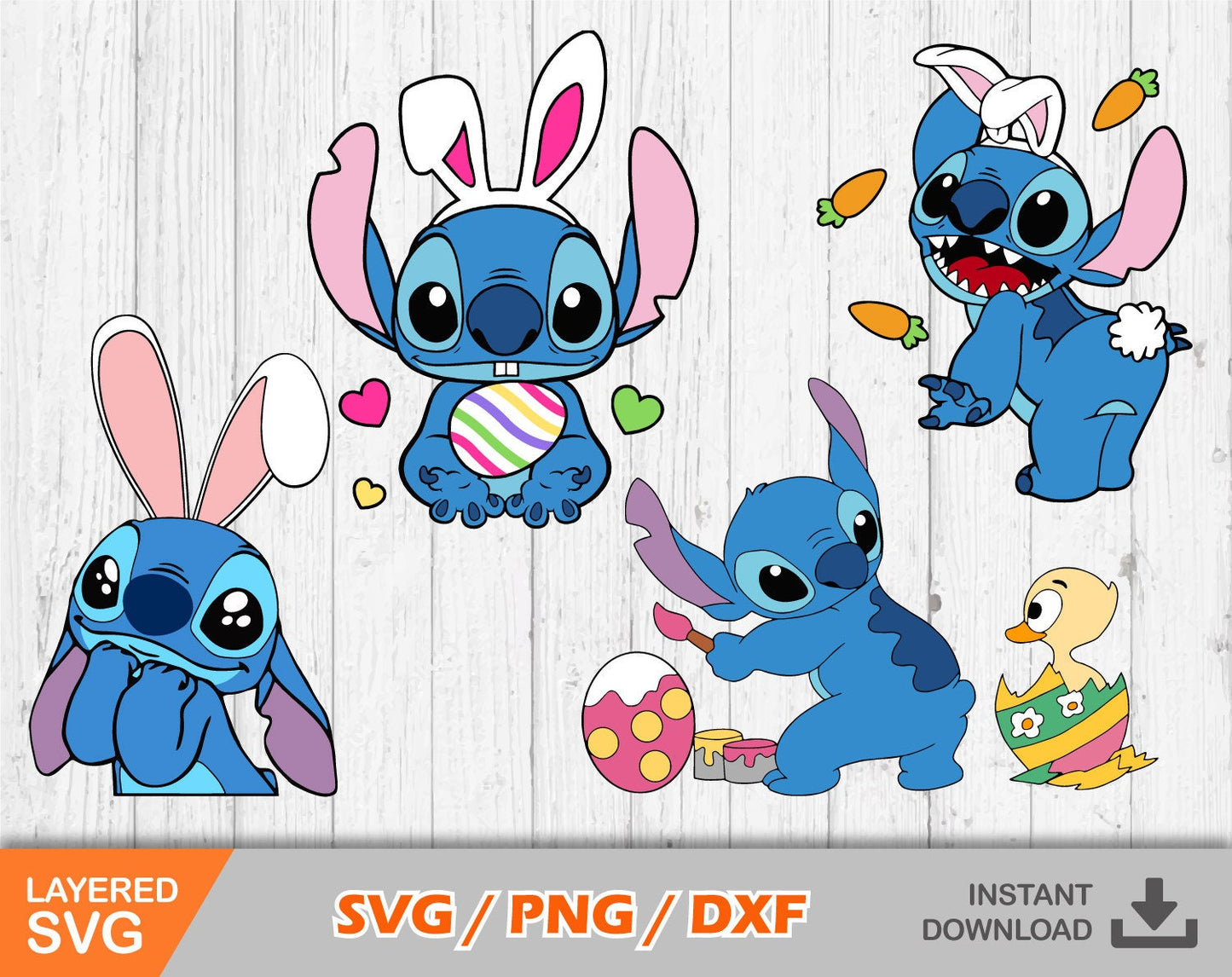 Stitch Easter cliparts SVG Bundle