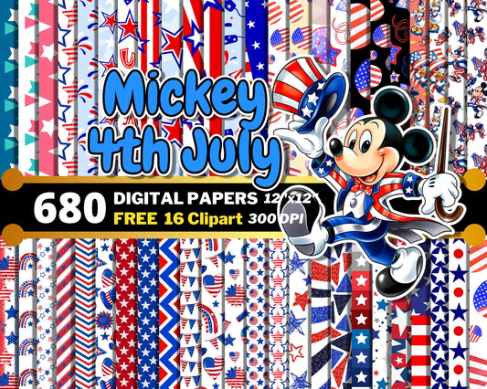 Mickey 4th-July Digital Papers PNG bundle