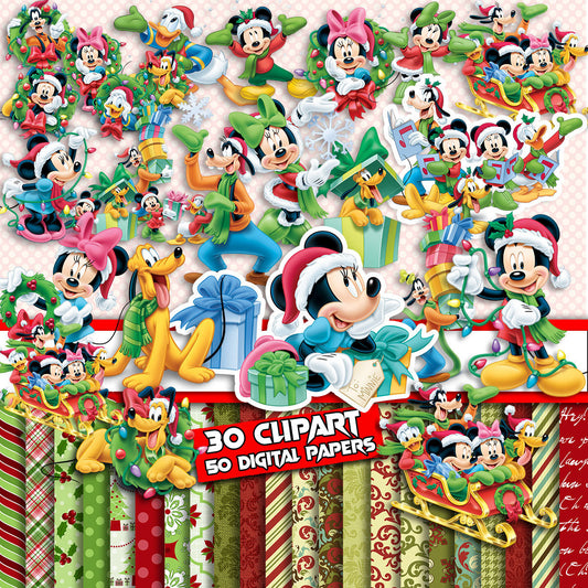Christmas Mickey Clipart PNG Bundle