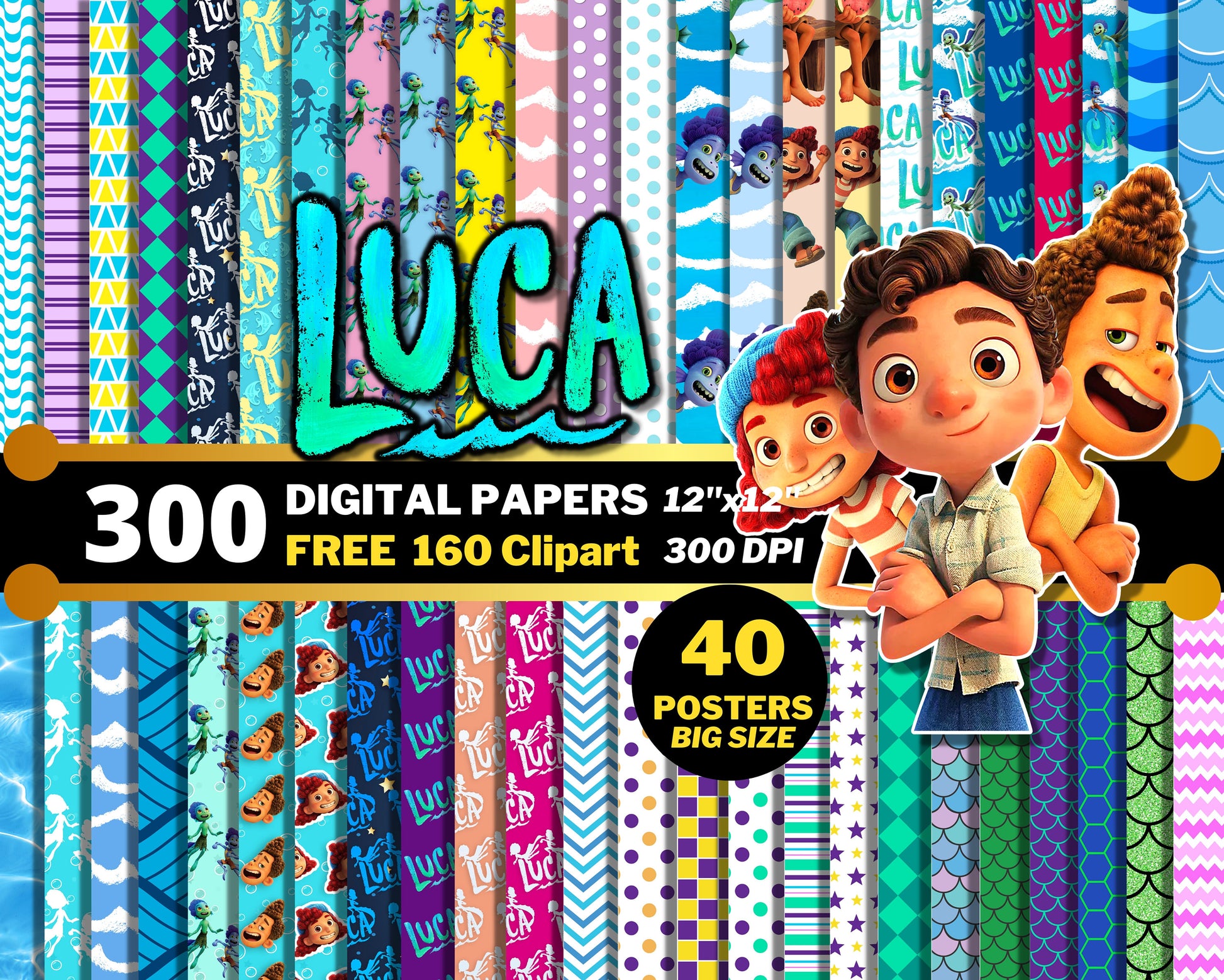 Luca Digital Papers PNG bundle