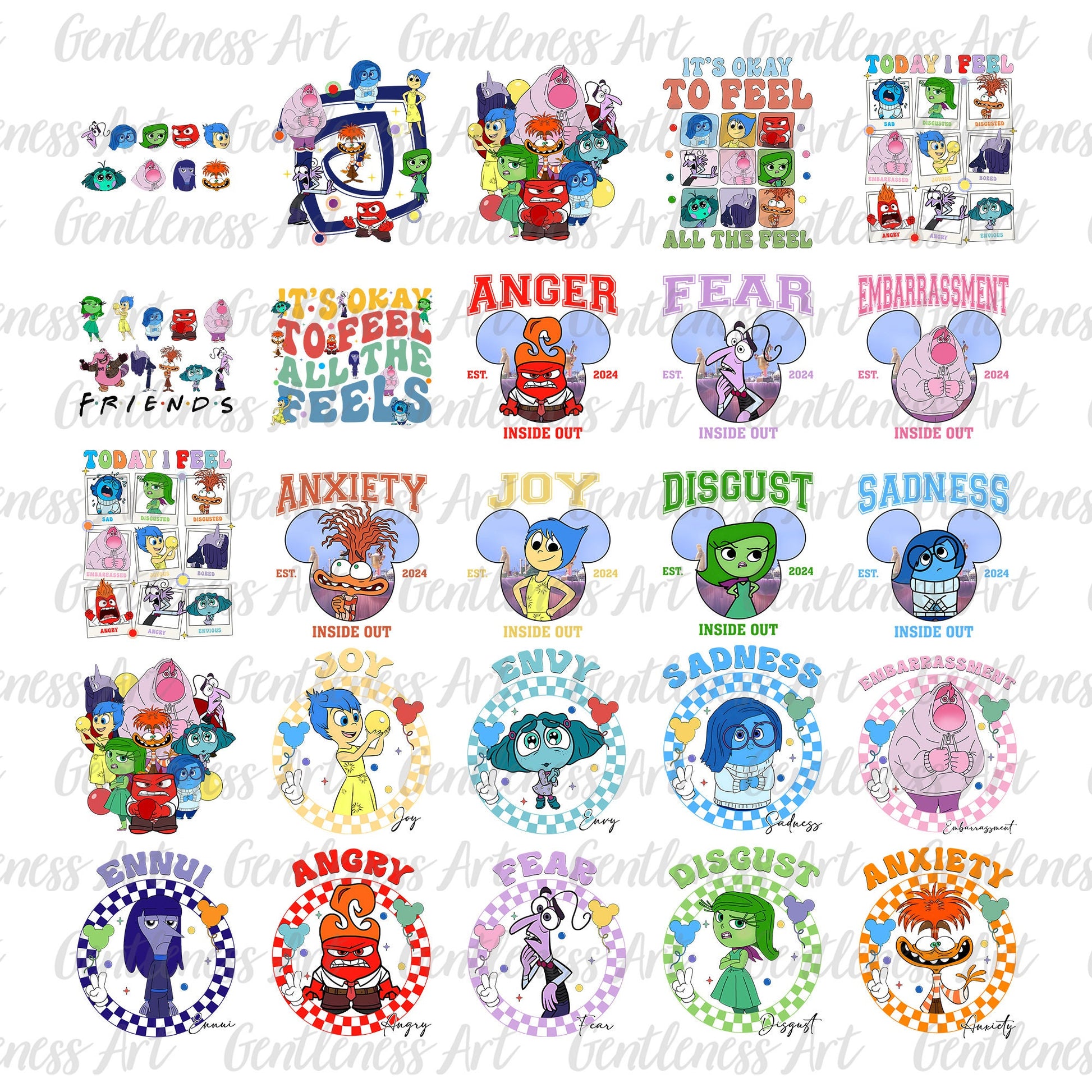 Emotions inside out 2 digital PNG bundle