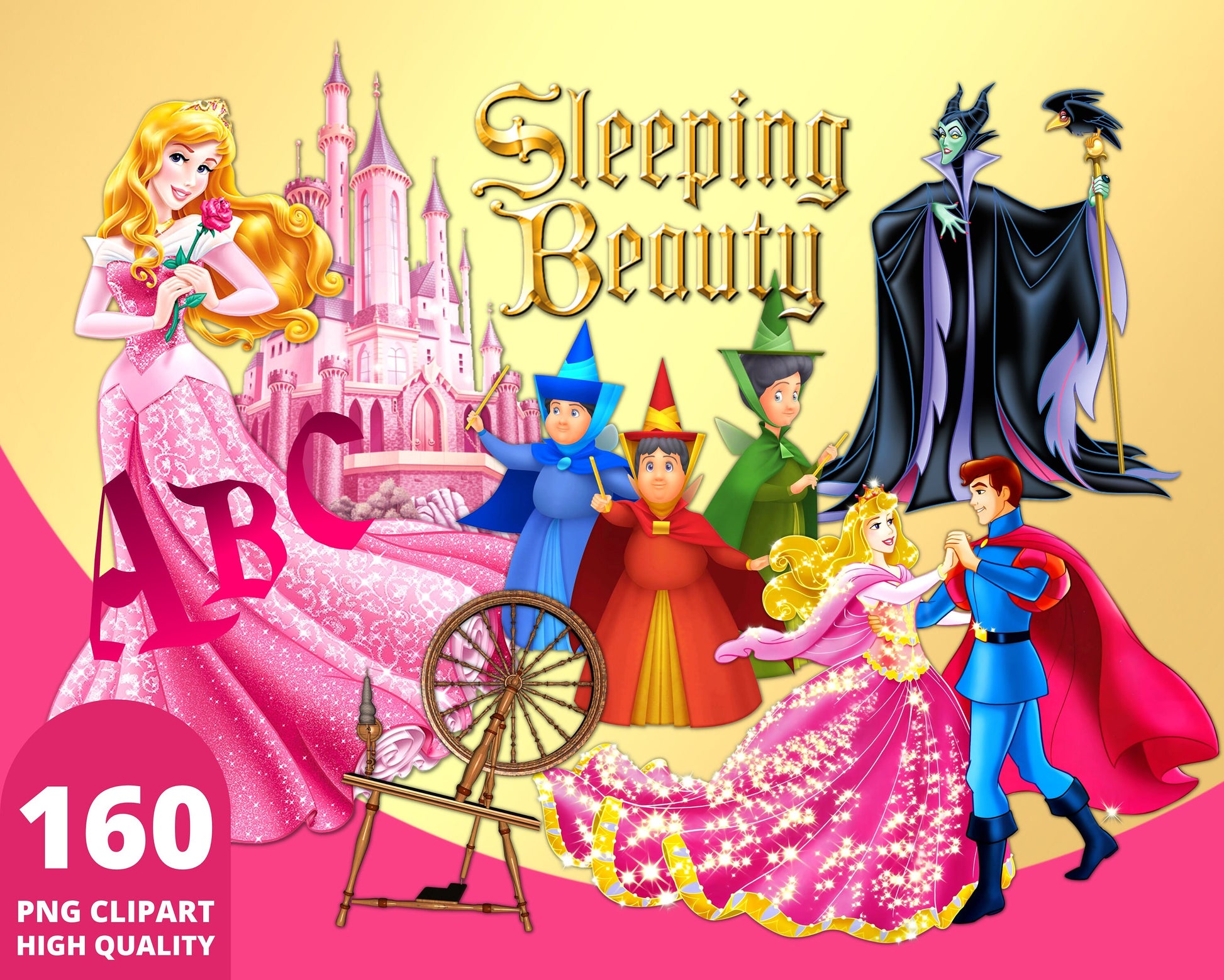 Sleeping Beauty Clipart PNG bundle