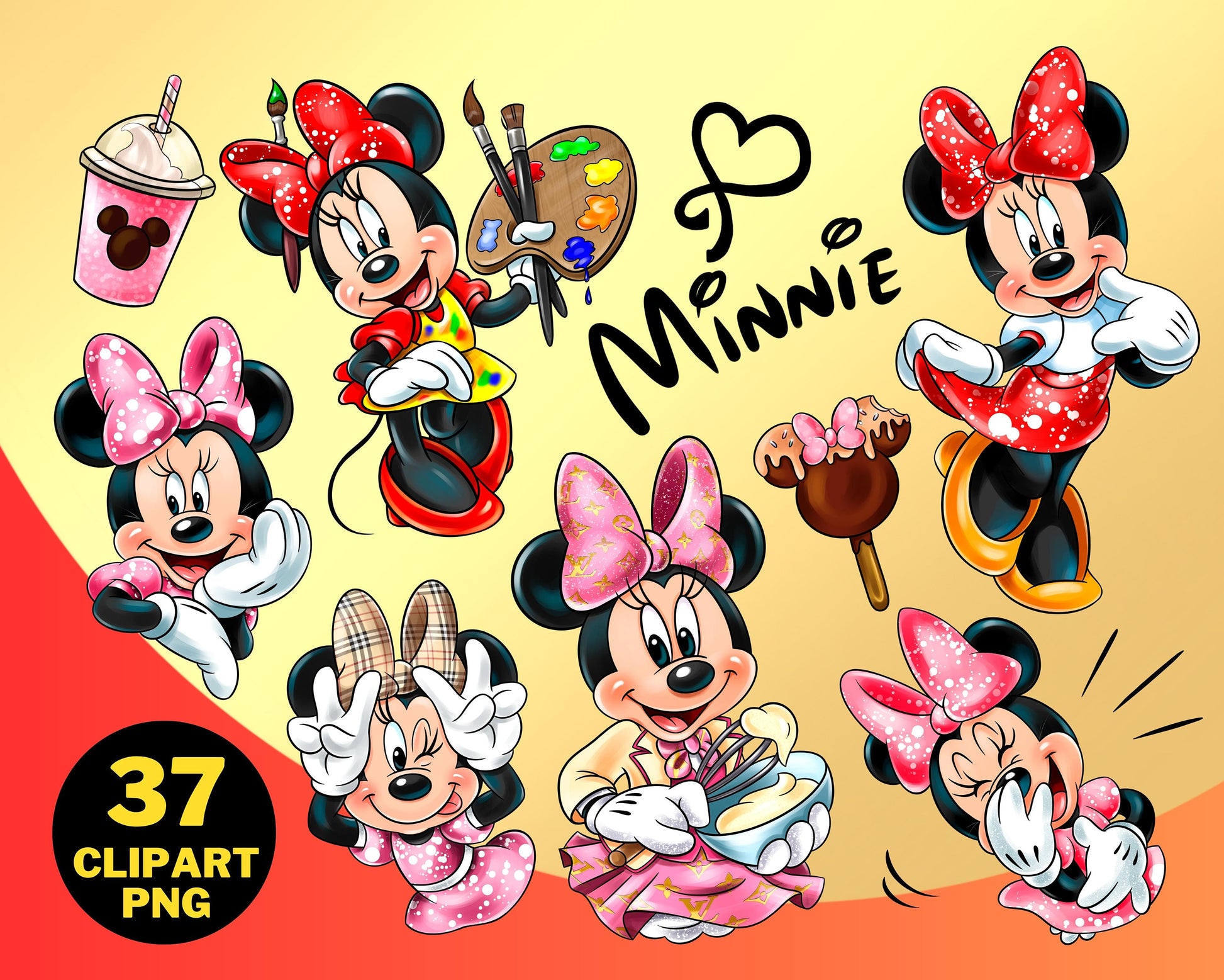 Minnie Mouse Clipart PNG bundle