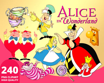 Alice in Wonderland Clipart PNG bundle