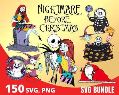 Nightmare Before Christmas SVG, PNG bundle