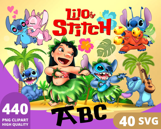 Lilo and Stitch Clipart SVG, PNG bundle