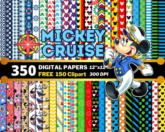 Mickey Cruise Digital Papers PNG bundle