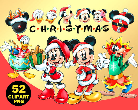 Mickey Friends Christmas Clipart PNG bundle