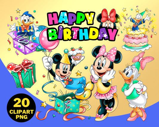 Mickey Birthday Clipart PNG bundle