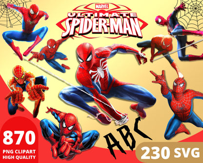 Spider-Man Clipart SVG, PNG bundle