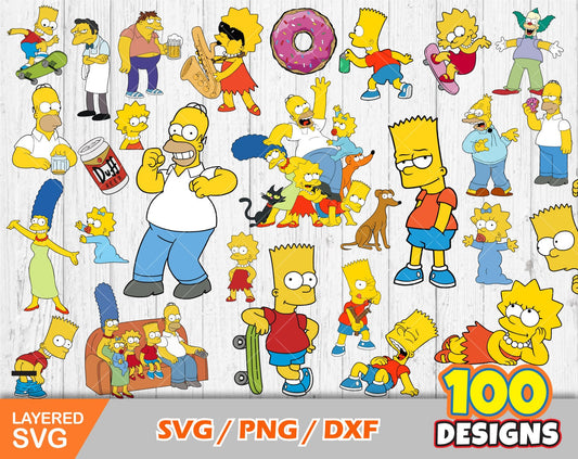 Simpsons family Clipart SVG Bundle