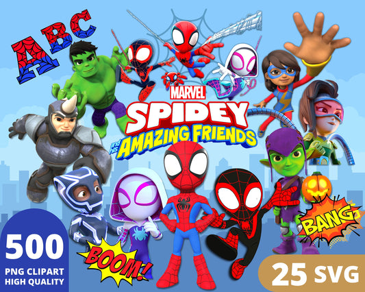 Spidey and his Amazing Friends SVG, PNG bundle