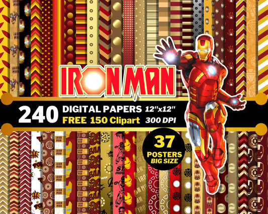 Ironman Digital Papers PNG bundle