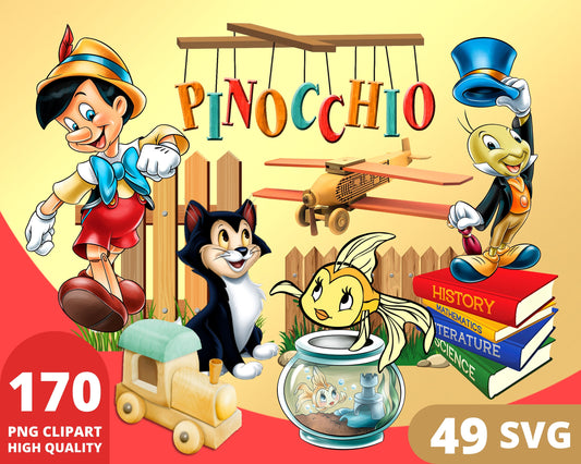 Pinocchio Clipart SVG, PNG bundle