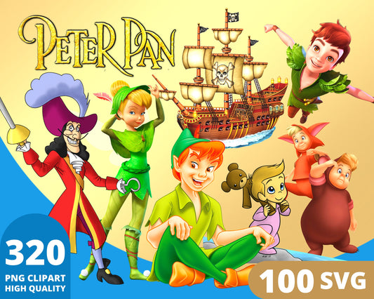 Peter Pan Clipart SVG, PNG bundle