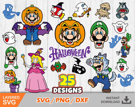 Super Mario Halloween clipart SVG Bundle