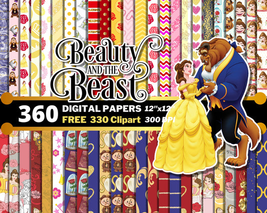 Beauty and Beast Digital Papers PNG bundle
