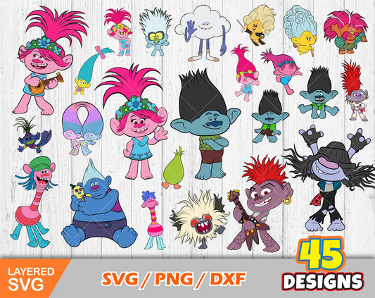Trolls characters clipart SVG Bundle