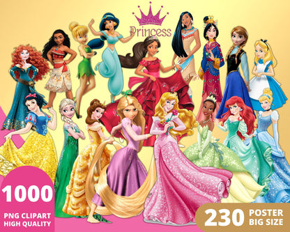 Disney Princess Clipart PNG Bundle