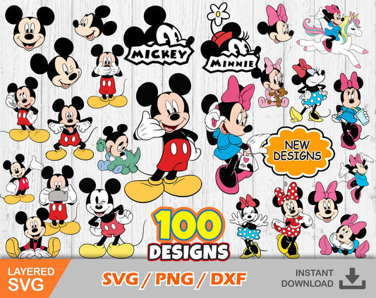 Mickey and Minnie clipart set SVG Bundle
