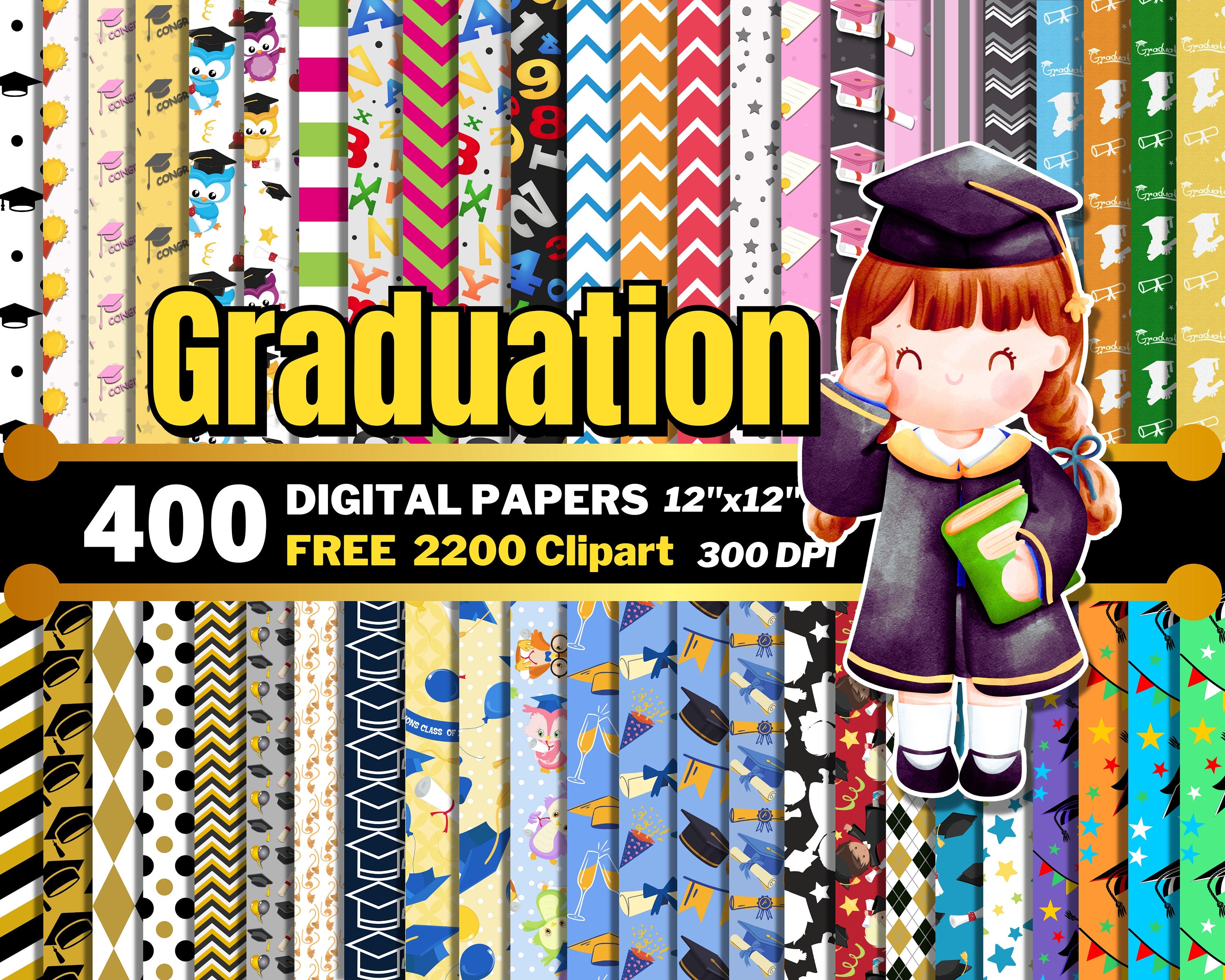 Graduation Digital Papers PNG bundle – svg files for cricut