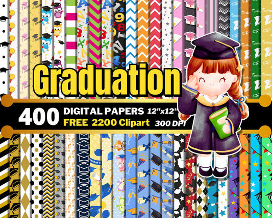 Graduation Digital Papers PNG bundle