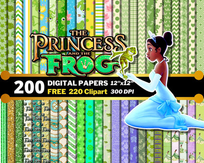 Princess and the Frog Digital Papers PNG bundle