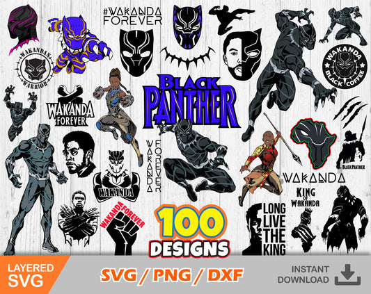 Black Panther 100 cliparts SVG Bundle