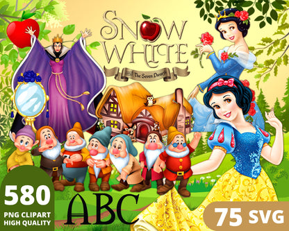 Snow White Clipart SVG, PNG bundle