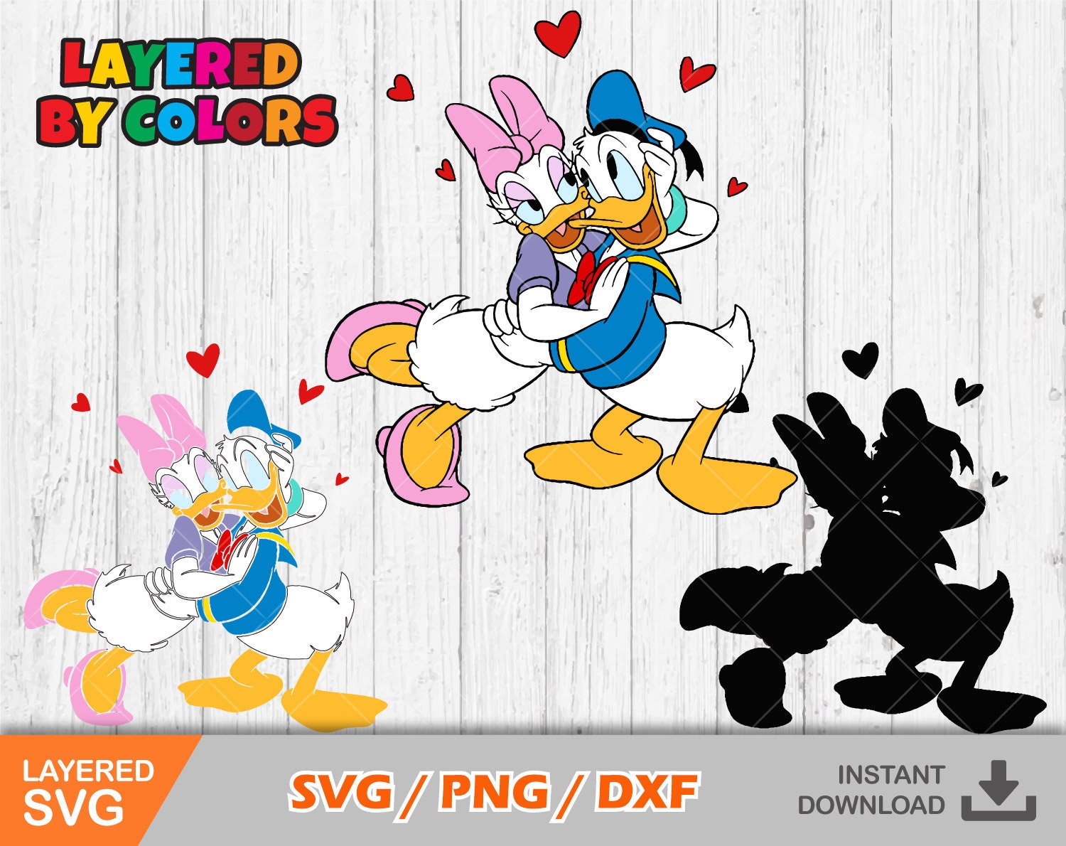 Donald and Daisy Valentine's Day SVG Bundle