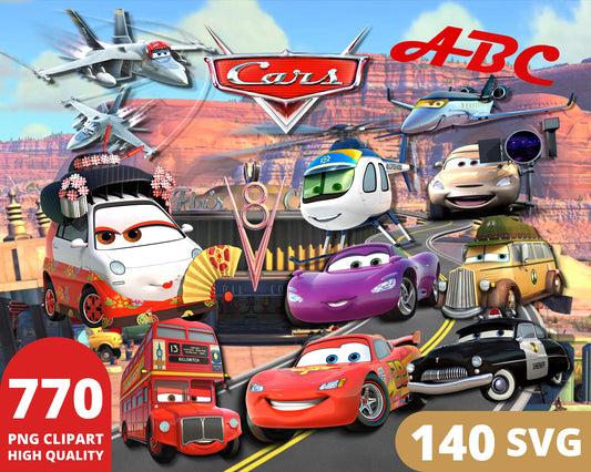 Cars Planes Clipart PNG, SVG bundle