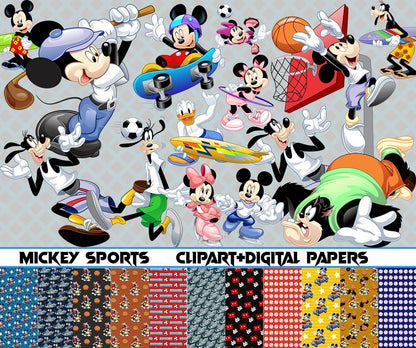 Sport Mickey clipart PNG bundle