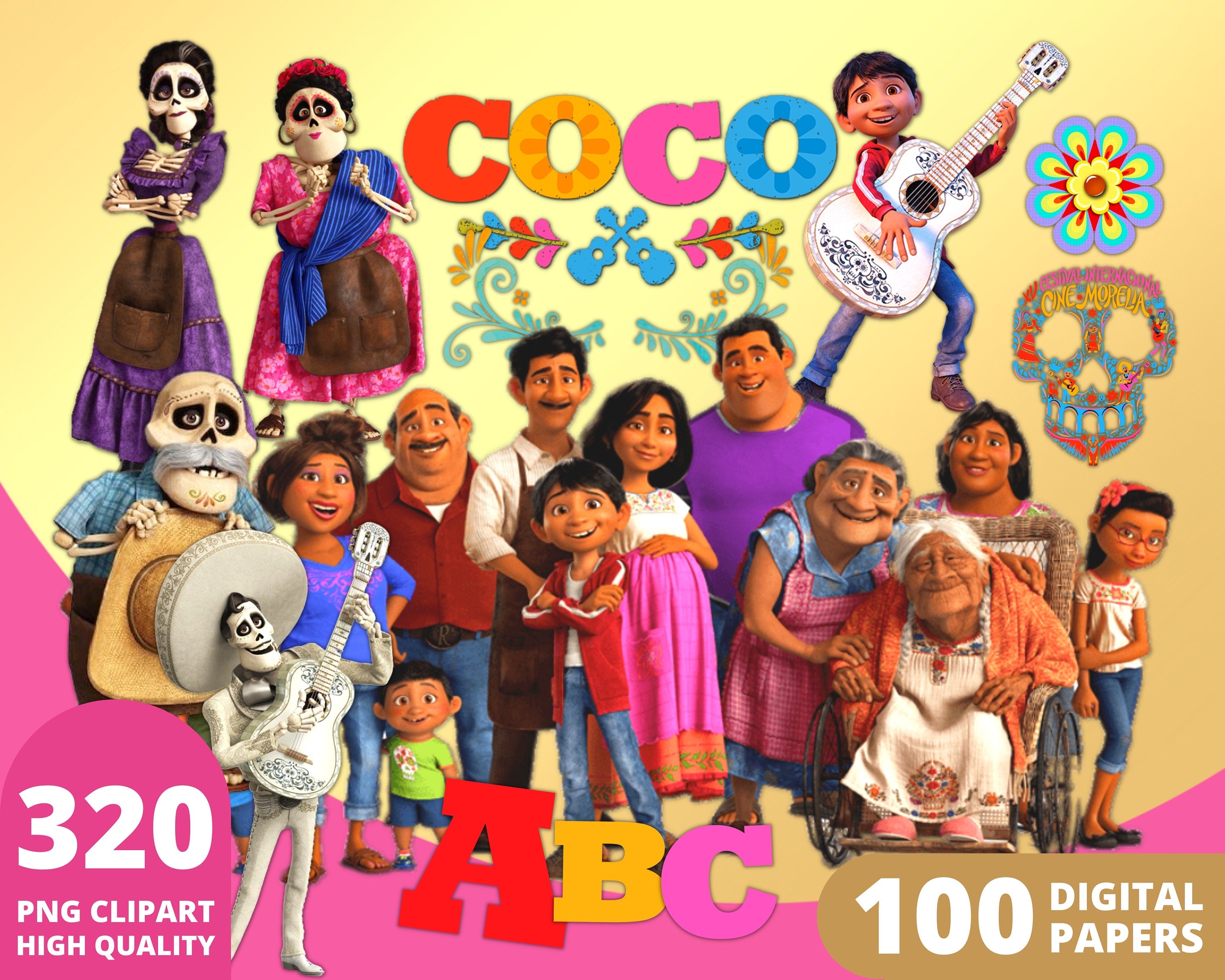 Coco disney Clipart PNG bundle – svg files for cricut
