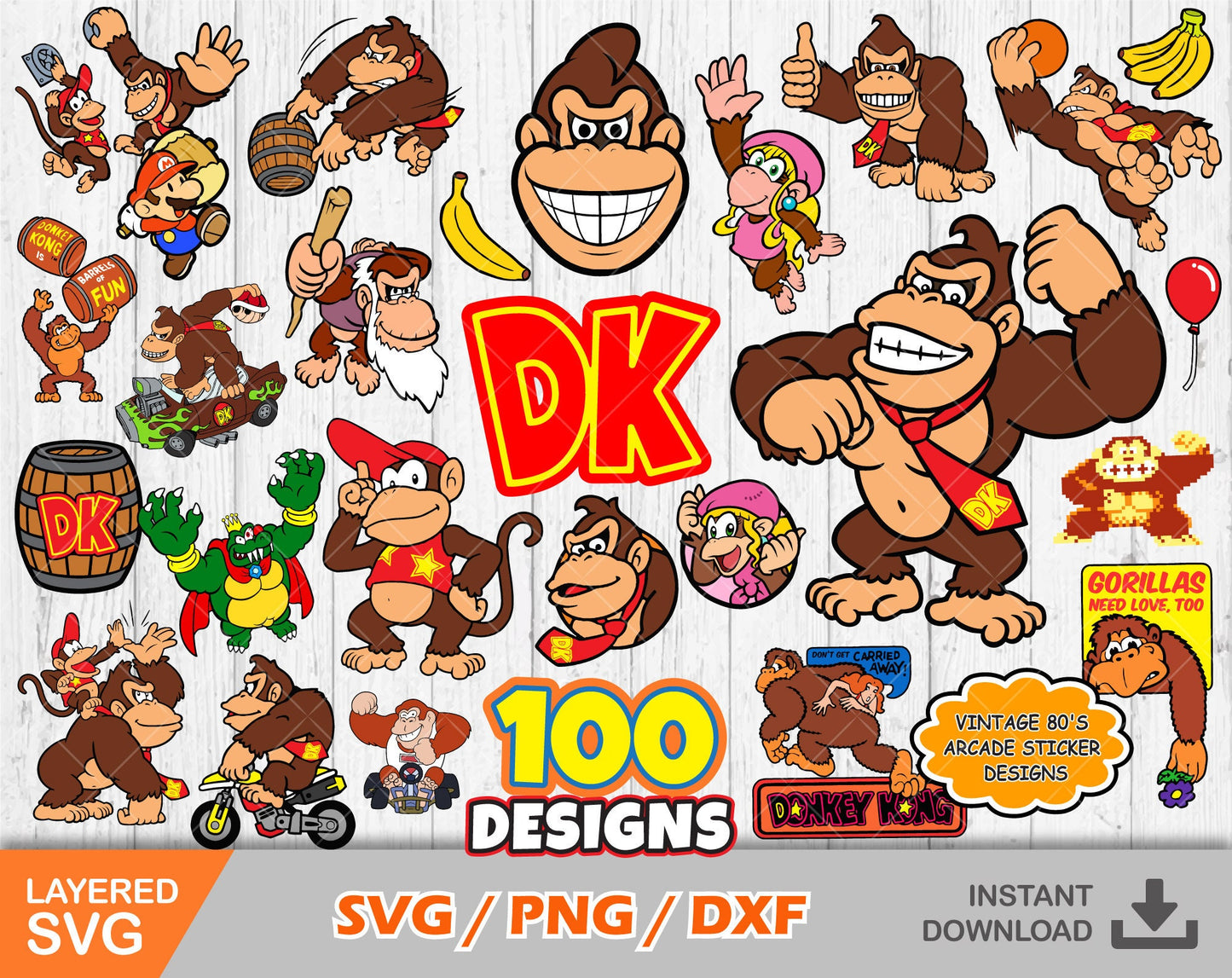 Donkey Kong clipart SVG Bundle