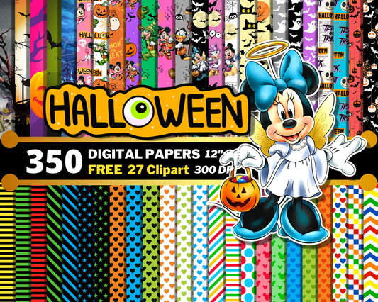 Mickey Halloween Digital Papers PNG bundle