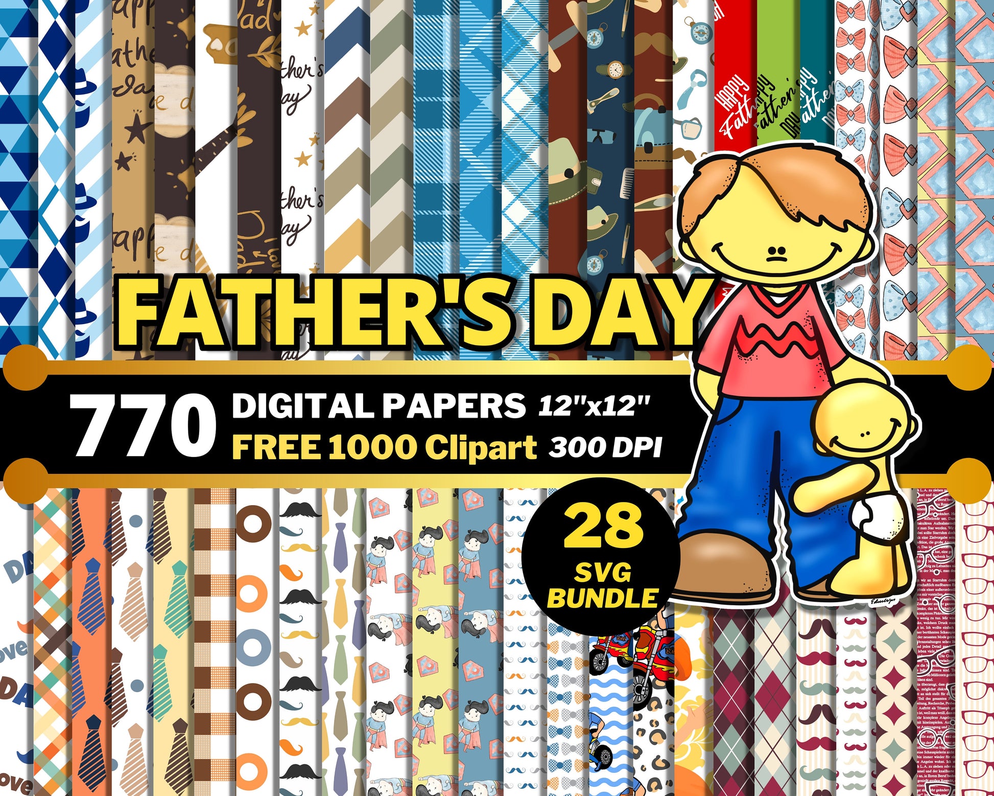 Father’s Day Digital Papers PNG bundle