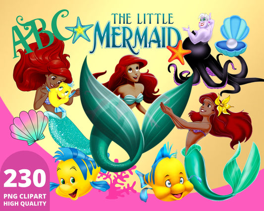 African Little Mermaid Clipart PNG