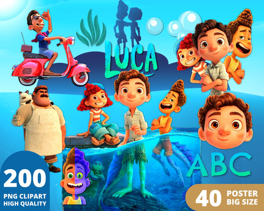 Luca Disney Clipart PNG bundle