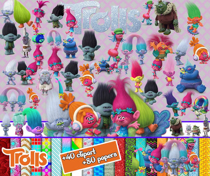 Trolls cartoon clipart PNG bundle