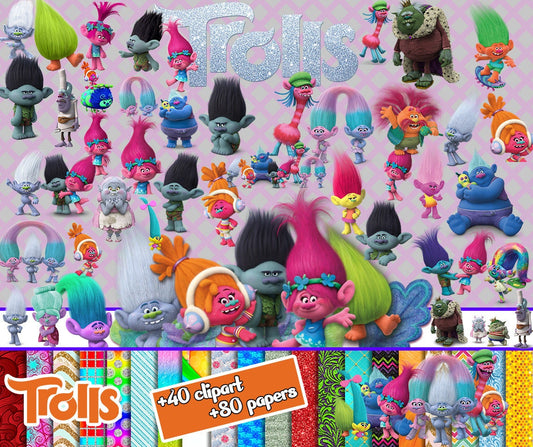 Trolls cartoon clipart PNG bundle