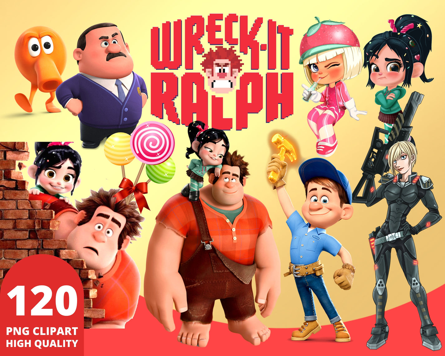 Wreck it Ralph Clipart PNG Bundle svg files for cricut