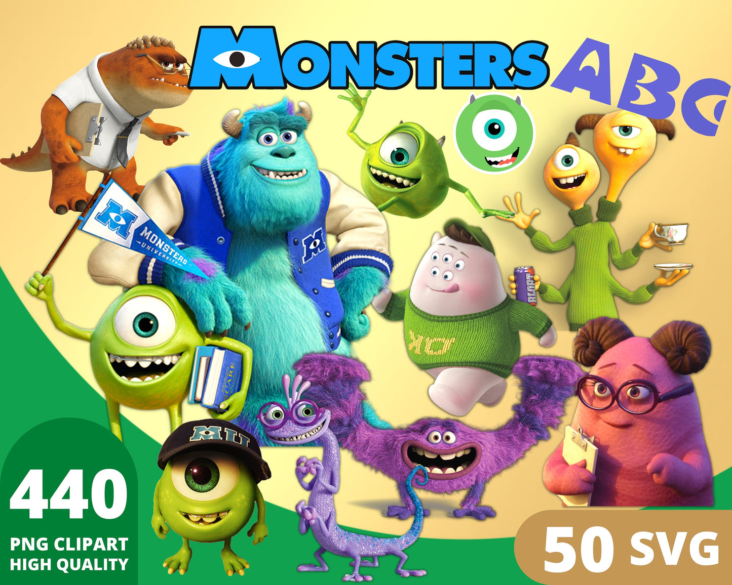 Monsters Inc. Clipart SVG, PNG bundle