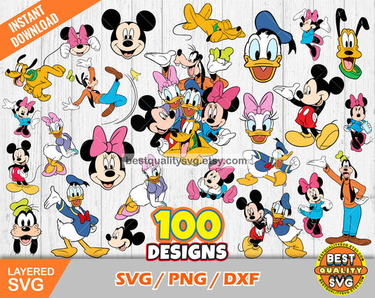 Mickey and friends 100 cliparts SVG Bundle