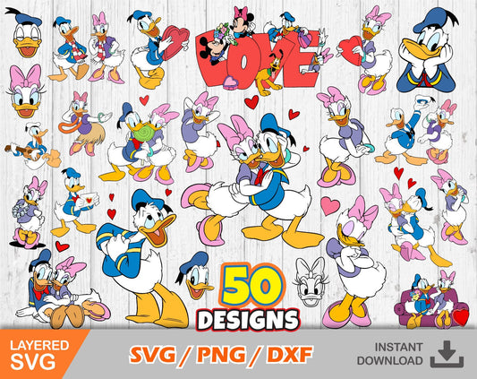 Donald and Daisy Valentine's Day SVG Bundle