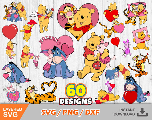 Pooh and Friends Valentine's Day SVG Bundle
